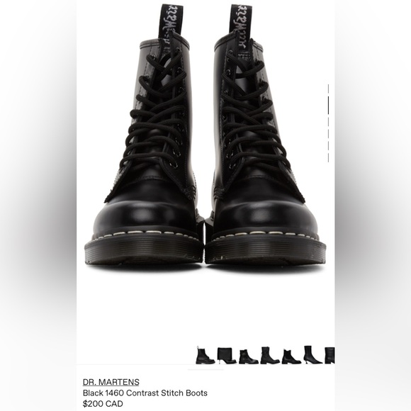 ALMOST NEW Dr. Martens Black 1460 Contrast Stitch Boots - Picture 4 of 10